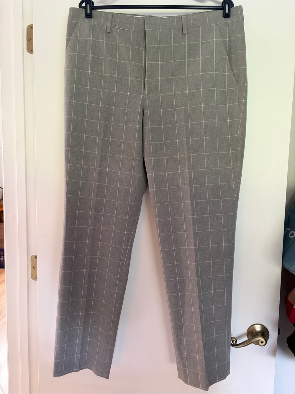 Express Light Gray Windowpane Dress Pants Sz 34/32
